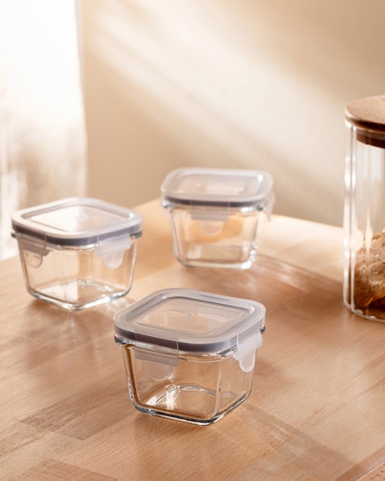 Marle 3'lü Kare Mini Saklama Kabı - 150ML