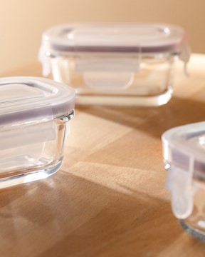 Marle 3'lü Dikdörtgen Mini Saklama Kabı - 120ML