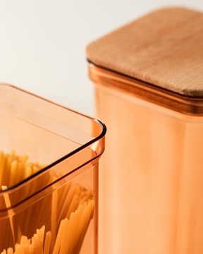 Kaviera 2100ml Ahşap Kapaklı Saklama Kabı 2 'li