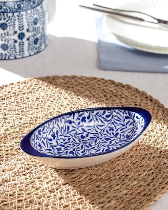 Rêve Bleu Tours New Bone China Oval Kulplu Tabak