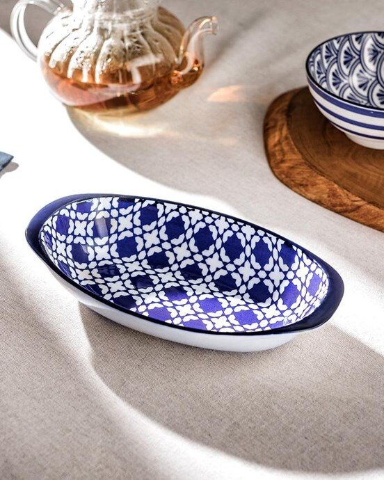 Rêve Bleu Brest New Bone China Oval Kulplu Tabak