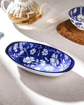 Reve Bleu Rennes New Bone China Oval Kulplu Tabak