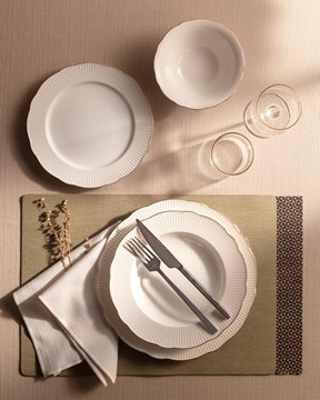 Delron 24 Parça Yemek Takımı Gold/Platin