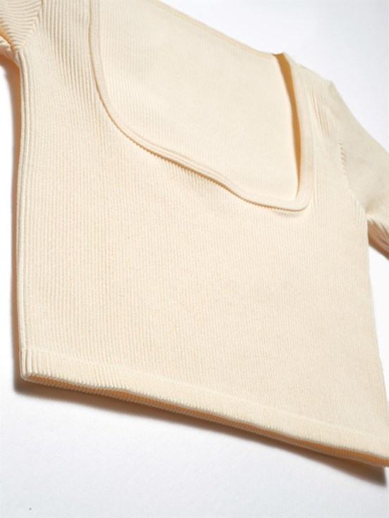 Dilvin U Yaka Kısa Kol Crop Top
