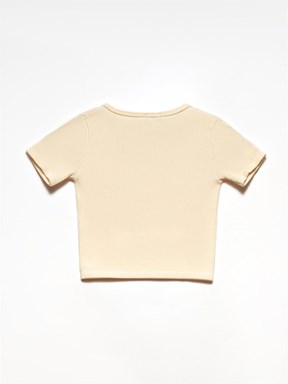 Dilvin U Yaka Kısa Kol Crop Top
