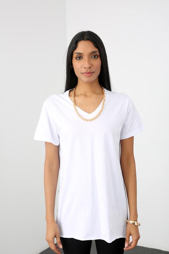 Karol Atabey V Yaka Yanı Yırtmaçlı Tshirt