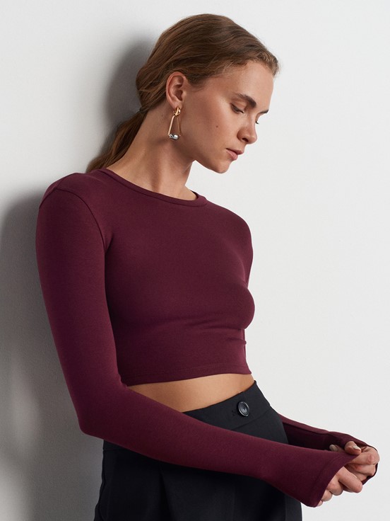 Dilvin Uzun Kollu Crop Top