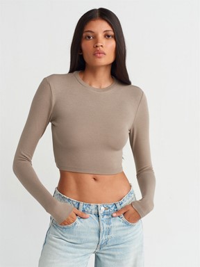 Dilvin Uzun Kollu Crop Top