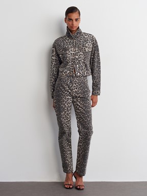 Dilvin Leopar Desenli Straight Denim Pantolon