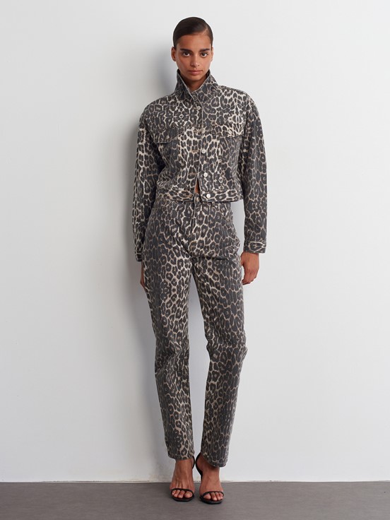 Dilvin Leopar Desenli Straight Denim Pantolon