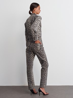 Dilvin Leopar Desenli Straight Denim Pantolon