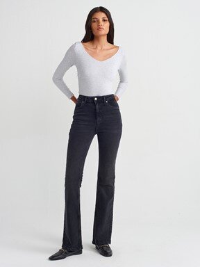 Dilvin Likralı Flare Denim Pantolon