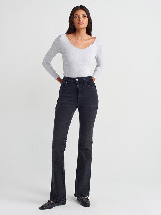 Dilvin Likralı Flare Denim Pantolon