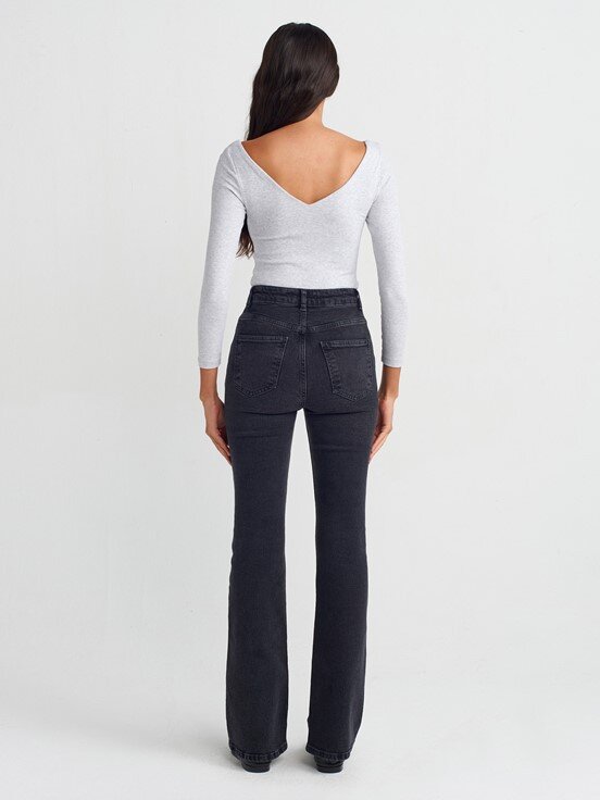 Dilvin Likralı Flare Denim Pantolon
