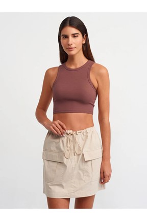 Dilvin Dikiş Efektli Crop Top