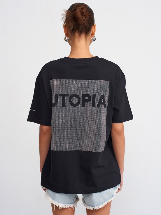 Dilvin Taş Baskı Detaylı T-Shirt