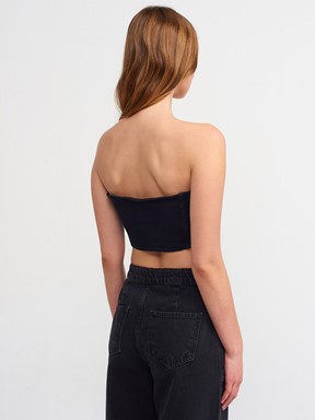 Dilvin Yanı Fermuarlı Denim Büstiyer