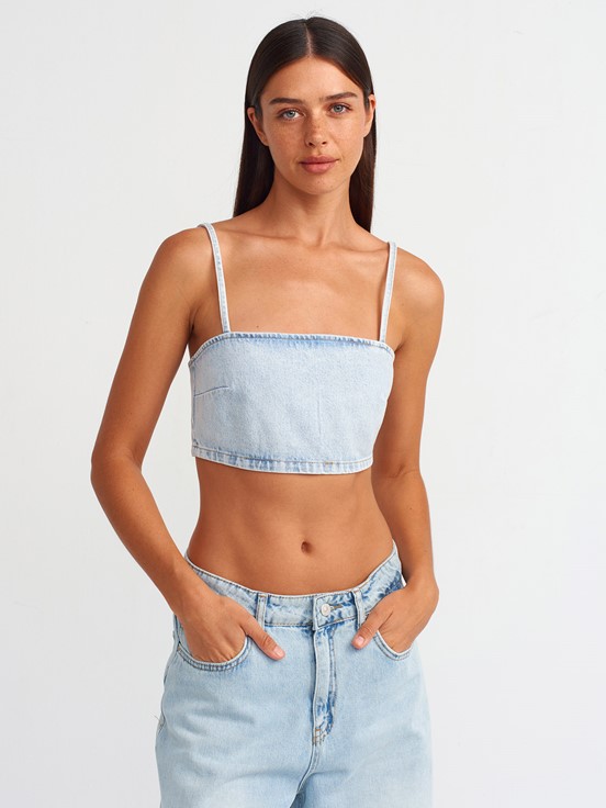 Dilvin Kısa Denim Büstiyer