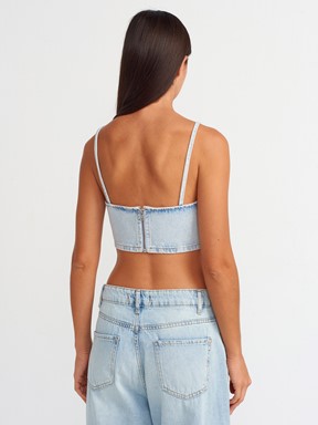 Dilvin Kısa Denim Büstiyer
