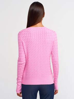 Dilvin Saç Örgülü Düğmeli Triko Hırka