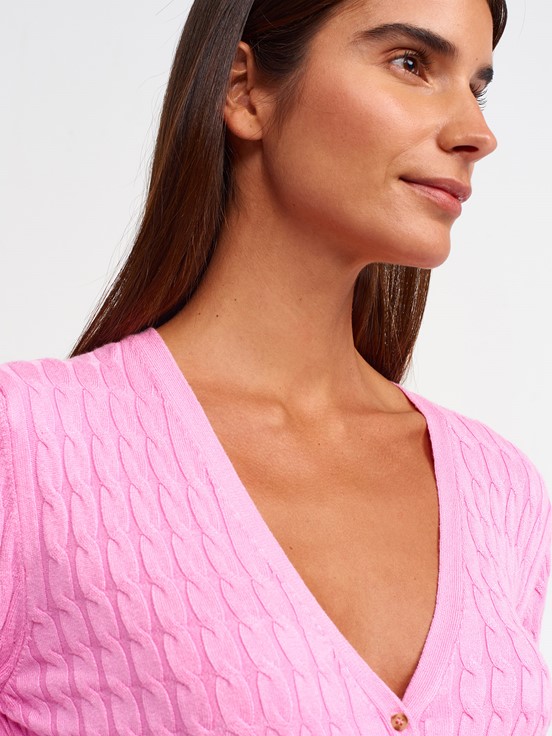 Dilvin Saç Örgülü Düğmeli Triko Hırka