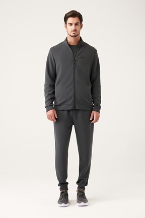 Avva Dik Yaka Önden Fermuarlı Slim Fit Sweatshirt
