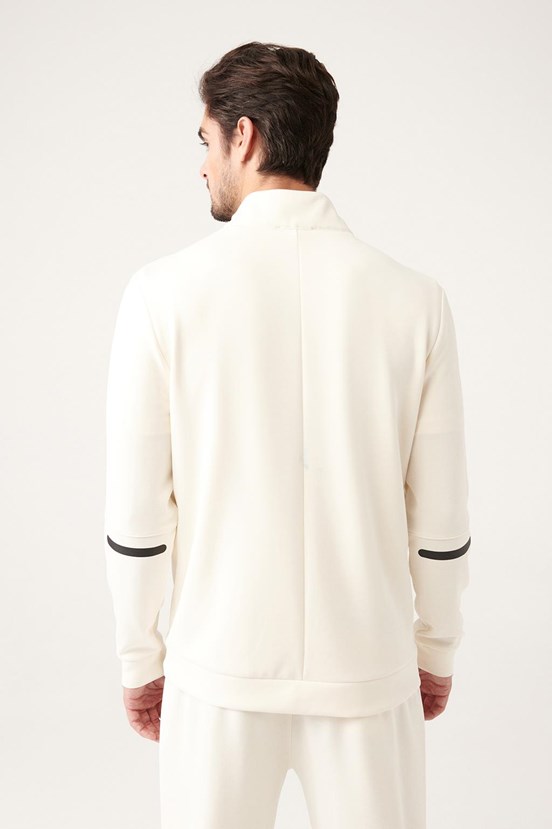 Avva Dik Yaka Önden Fermuarlı Slim Fit Sweatshirt