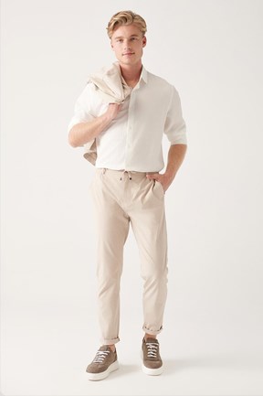 Avva Esnek Beli Lastikli Çizgili Relaxed Fit Pantolon