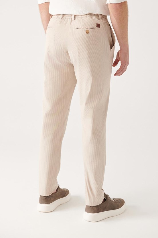 Avva Esnek Beli Lastikli Çizgili Relaxed Fit Pantolon