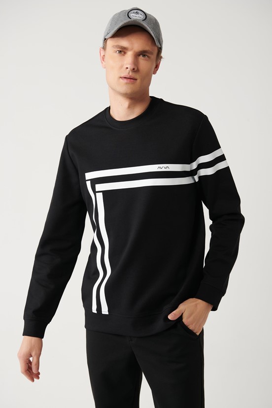 Avva İnterlok Kumaş Bisiklet Yaka Baskılı Sweatshirt