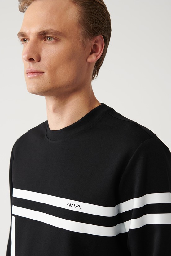 Avva İnterlok Kumaş Bisiklet Yaka Baskılı Sweatshirt