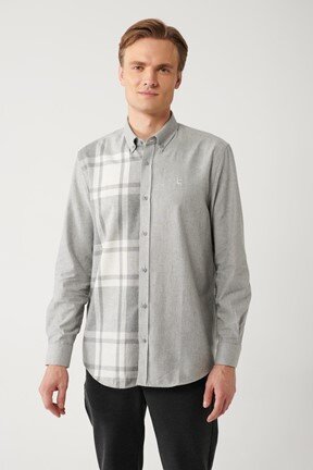 Avva Unisex Düğmeli Yaka Oduncu Gömlek