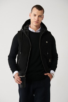 Avva Kapüşonlu Elyaflı Slim Fit Dar Kesim Yelek


