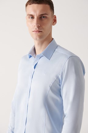 Avva Saten Gizli Patlı Slim Fit Gömlek