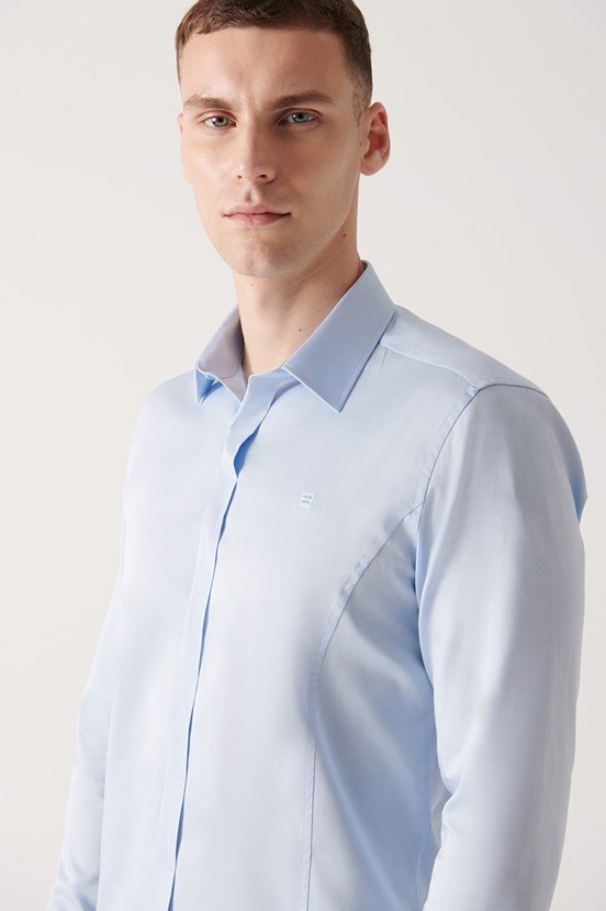 Avva Saten Gizli Patlı Slim Fit Gömlek