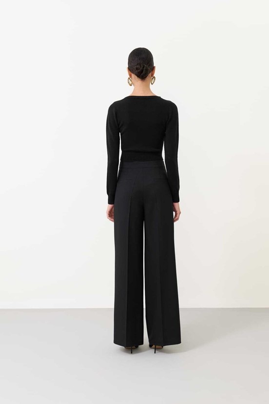 Roman Geniş Paça Yün Pantolon