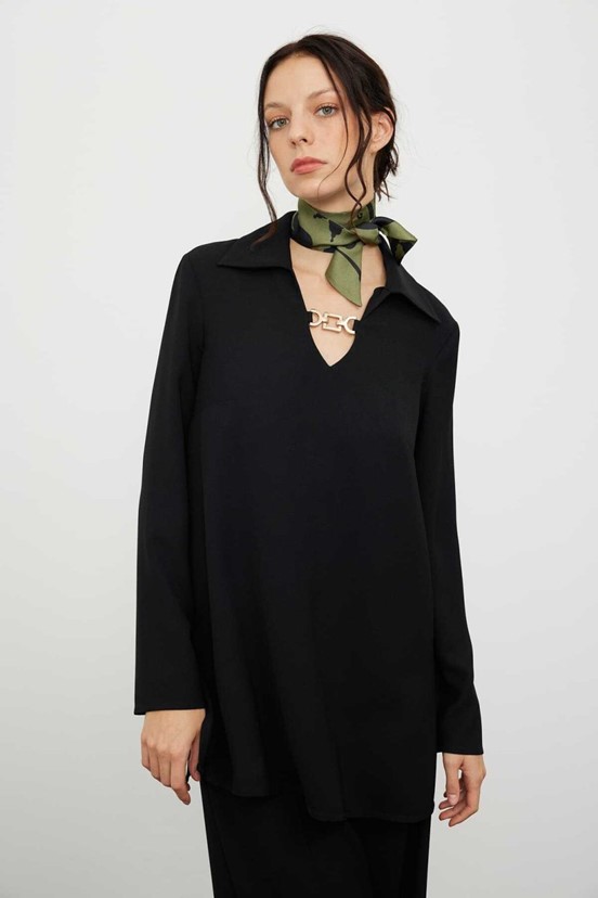 Roman Gold Aksesuarlı Crep Tunik