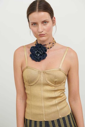 Roman İnce Askılı Varaklı Triko Büstiyer
