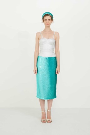 Roman İnce Askılı Varaklı Triko Büstiyer
