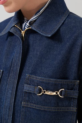 Roman Fermuarlı Denim Ceket