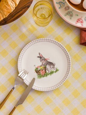Tavşan Baskılı Seramik Pasta Tabağı 19 Cm KARIŞIK BASKILI