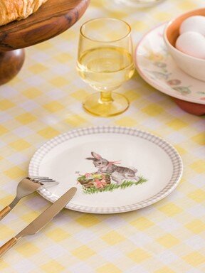 Tavşan Baskılı Seramik Pasta Tabağı 19 Cm KARIŞIK BASKILI
