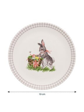 Tavşan Baskılı Seramik Pasta Tabağı 19 Cm KARIŞIK BASKILI