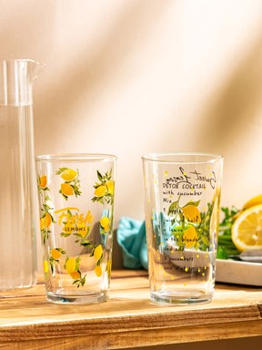 Yazı Baskılı Cam Bardak 2'li 570 Ml KARIŞIK BASKILI