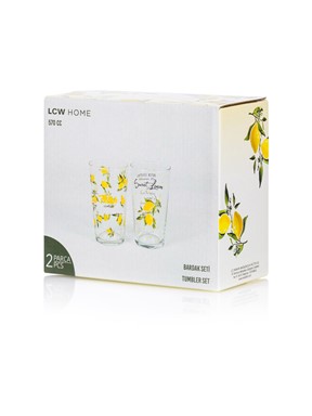 Yazı Baskılı Cam Bardak 2'li 570 Ml KARIŞIK BASKILI