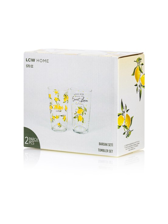 Yazı Baskılı Cam Bardak 2'li 570 Ml KARIŞIK BASKILI