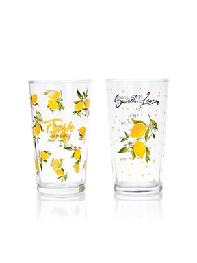 Yazı Baskılı Cam Bardak 2'li 570 Ml KARIŞIK BASKILI