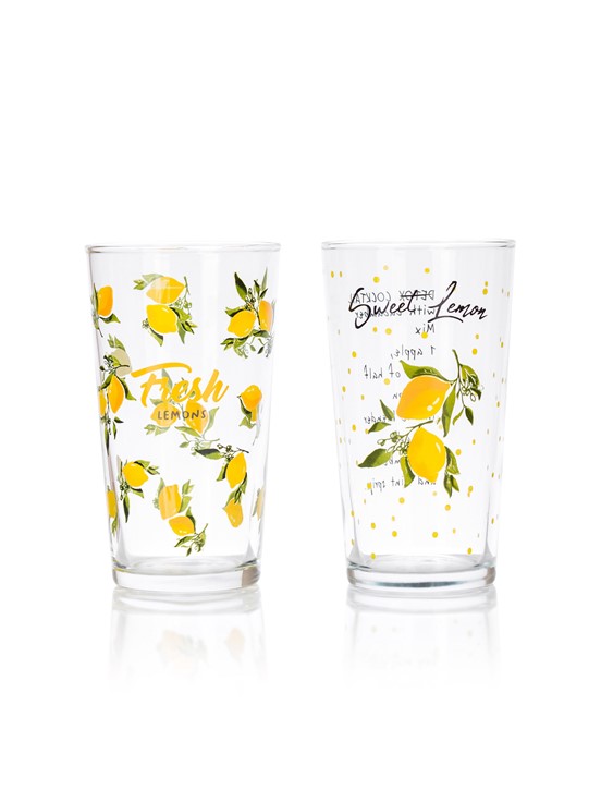 Yazı Baskılı Cam Bardak 2'li 570 Ml KARIŞIK BASKILI