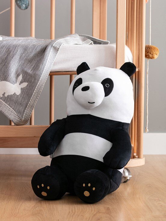 We Bare Bears Figürlü İç Dolgulu Bebek Kırlent 50 cm SİYAH BASKILI