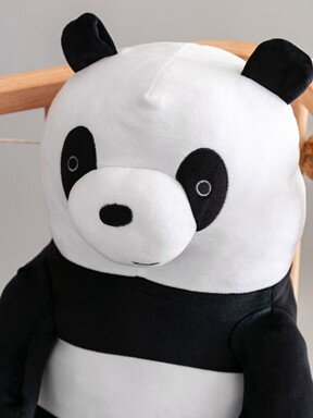 We Bare Bears Figürlü İç Dolgulu Bebek Kırlent 50 cm SİYAH BASKILI